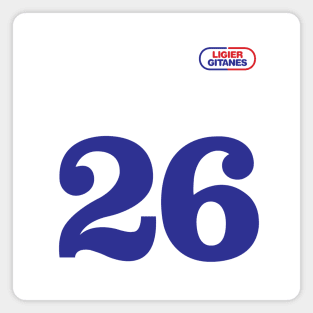 Ligier Gitanes Jacques Laffite sacred 26 number ! - colour print Magnet